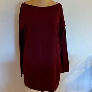 Peruvian Connection S tunic sweater burgundy rust color Long Sleeve great cond